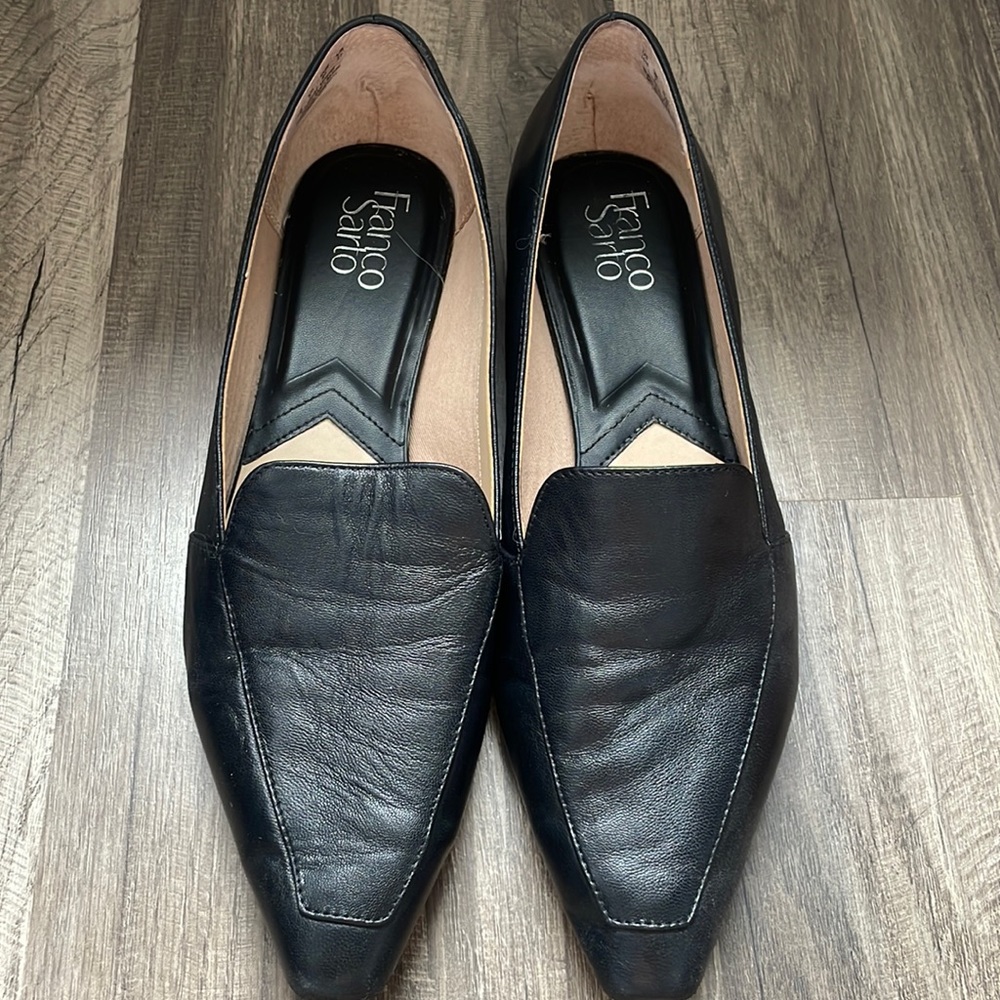 Like New Franco Sarto black leather loafers